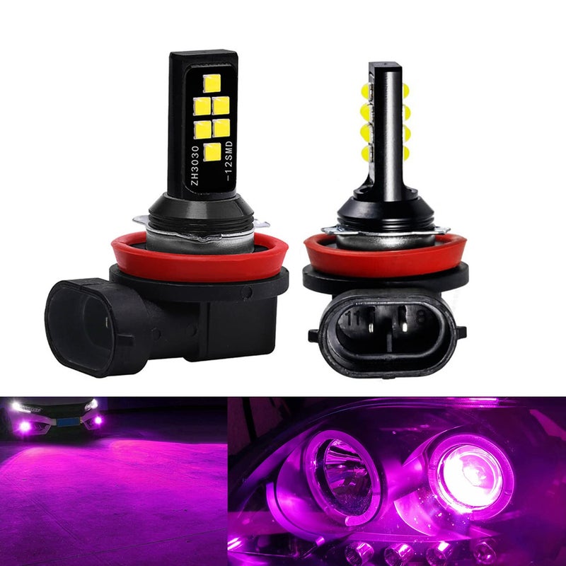 SOCAL-LED LIGHTING 2x LED Fog Light Bulb for Powersports Advanced 3030 SMD Bright Colorful Daytime Running DRL Lamp - H11 (H9, H8), Pink Purple - Image 1